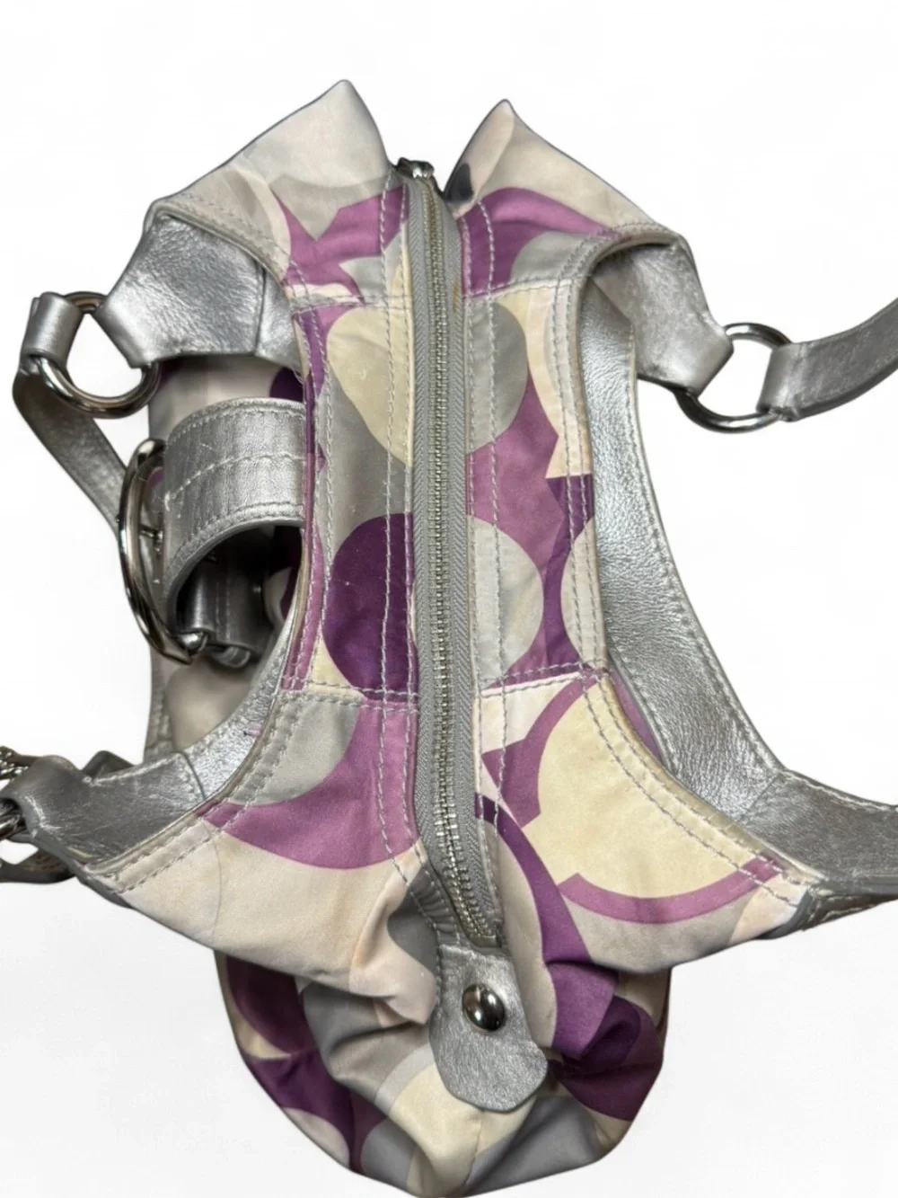 Vintage Y2K Coach Soho Lynn Scarf Print Hobo Bag Purple Silver F17406
